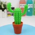 Close-up of a creative green cactus-shaped ballpoint pen in an orange pot - B14 Cactus