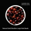 Natural Golden Swan stone large hole beads for DIY jewelry making, available in 6-12mm - 12mm (5mm Hole) / Natural Golden Swan Stone