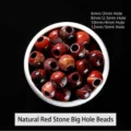 Natural red jasper stone large hole beads for DIY jewelry making, 6-12mm assorted sizes - 12mm (5mm Hole) / Natural Red Jasper