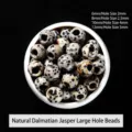 Natural Dalmatian Jasper round large hole beads for DIY jewelry making, 6mm to 12mm - 12mm (5mm Hole) / Natural Dalmatian Stone