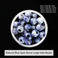 Premium natural blue spot stone beads with large holes for DIY jewelry crafting - 12mm (5mm Hole) / Natural Blue Dot Stone