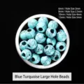 Blue turquoise gemstone loose beads with large holes for DIY jewelry making crafts - 12mm (5mm Hole) / Blue Turquoise