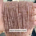 Natural pink strawberry quartz 4x2mm rondelle abacus beads for DIY jewelry making crafts - Abacus Beads / Approx 4x2mm 145 Pieces/Pack / Natural Strawberry Quartz Abacus Beads