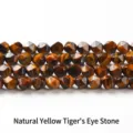 Natural yellow tiger eye faceted diamond beads for DIY jewelry making and bracelet stringing - 6mm (Approx. 55 pcs) / Natural Yellow Tiger Eye