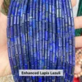 Natural blue 4x13mm cylinder lapis lazuli loose spacer beads for DIY jewelry making - Enhanced Lapis Lazuli Tube (JDXYZ03) / 28 Beads Set / Blue