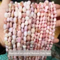Macro view of natural irregular pink opal loose beads for DIY jewelry making and crafts - Natural Pink Opal Irregular / 8-10mm (Approx 35-45 Pieces/Strand)