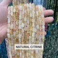 Perles en cristal citrine jaune cylindriques naturelles 8x11mm pour la création de bijoux DIY - Style Cylindre Facetté en Citrine Naturelle / 7-10*11mm (environ 27-29 pcs) / Citrine Jaune Naturelle