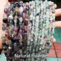 Detailed view of natural irregular fluorite crystal beads in various colors for DIY jewelry - Natural Fluorite Irregular / 6-8mm (Approx 45-65 Pieces/Strand)