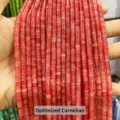 2x4mm semi-translucent red carnelian cylinder disc beads for DIY handmade jewelry making - Disc Shape / 155 Pieces/Strand / Enhanced Carnelian