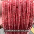 2x4mm synthetic watermelon red crystal disc beads for DIY jewelry making - Disc Shape / 155 Pieces/Strand / Synthetic Cherry Quartz