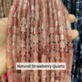 Perles de cristal de quartz fraise rose naturel 8x11mm facettées cylindriques pour bijoux DIY - 7-10*11mm Environ 27-29 Pièces/Fil / Quartz fraise naturel