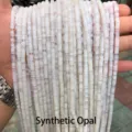 White synthetic opal 2x4mm disc spacer beads for DIY jewelry making and bracelets - Disc Shape / 155 Pieces/Strand / Synthetic Opal