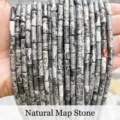 4x13mm natural map stone cylinder tube beads for DIY jewelry making accessories - Natural Map Jasper Tube (JDXYZ03)