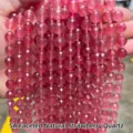 Natural strawberry quartz faceted rhombus loose beads for DIY jewelry bracelets - 64-Faceted 5A Natural Strawberry Quartz Loose Beads (18cm)