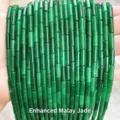 4x13mm green cylindrical agate tube loose beads cylinder stone beads for DIY jewelry making - Enhanced Malay Jade Tube (JDXYZ03)