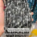 8x11mm natural faceted eagle eye stone cylinder beads for DIY jewelry making - 7-10*11mm (Approx. 27-29 Pcs) / Natural Hawk's Eye Stone