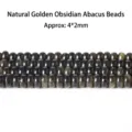 Natural gold sheen obsidian 4mm abacus spacer beads for handmade DIY jewelry crafts - Approx 4x2mm 145 Pieces/Pack / Natural Golden Obsidian