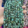 Natural African turquoise cylindrical beads 8x11mm, faceted stone for DIY jewelry making - 7-10*11mm (Approx. 27-29 Pcs) / Natural African Turquoise
