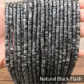 Premium natural black labradorite disc beads 2x4mm for DIY jewelry making supplies - Disc Shape / 155 Pieces/Strand / Natural Black Flash Stone