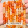 Cuentas de jade Jinsi natural naranja y amarillo con forma de calabaza para joyería DIY - Cuentas de Jade Jinsi Calabaza Natural / 27 Piezas/Paquete