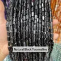 8x11mm faceted cylindrical natural black tourmaline beads for DIY jewelry making - 7-10*11mm (Approx. 27-29 Pcs) / Natural Black Tourmaline