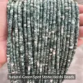 2x4mm natural green spot stone cylindrical spacer beads for DIY jewelry - Disc Shape / 155 Pieces/Strand / Natural Green Dot Stone