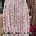 Natural 8x11mm pink rose quartz faceted cylindrical crystal beads for jewelry making - 7-10*11mm (Approx. 27-29 Pcs) / Natural Pink Quartz