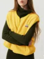Women stylish yellow fleece sleeveless vest autumn casual single-breasted outerwear top - S / Tops / Yellow