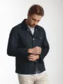 Veste de travail décontractée bleu foncé pour hommes avec revers et boutons variante - S / Hauts / Bleu marine