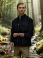 Classic men's black lightweight shirt jacket presented in a scenic forest outdoor setting - S / Tops / Black