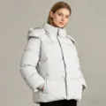 Veste d'hiver pour femme unie à capuche doudoune manteau rembourré en coton chaud casual - S / Hauts / Blanc Grisâtre