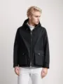 Schwarze Herren Kapuzenjacke mit Fronttaschen und Reissverschluss fuer Fruehling Herbst Mode. - S / Oberteile / Schwarz