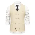 Close-up view of the classic herringbone texture and double-breasted buttons on vest. - Off White