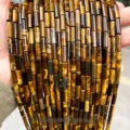 Premium natural yellow tiger eye stone 4x13mm cylindrical tube beads for DIY jewelry designs - Natural Yellow Tiger Eye Tube (JDXYZ03)