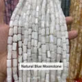 Natural blue moonstone cylinder beads 8x11mm for handmade DIY jewelry making crafts - Faceted Cylinder Style / 7-10*11mm (Approx 27-29 Pcs/Pack) / Natural Blue Moonstone
