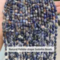 Natural irregular blue and white sodalite stone beads for DIY jewelry making and crafts - Natural Blue Vein Stone Irregular / 6-8mm (Approx 45-65 Pieces/Strand)
