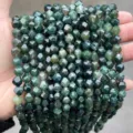 Natural faceted green jade stone loose beads strands for DIY jewelry making accessories - Natural Moss Agate Rhombus Beads