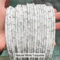 4x13mm natural white turquoise tube beads cylindrical loose stone for jewelry DIY - Natural White Turquoise Tube