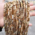 Natural picture jasper 4x13mm cylinder tube loose beads for DIY jewelry crafting - Natural Picture Jasper Tube