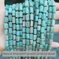 Natural faceted cylinder Amazonite stone beads in aqua blue for DIY jewelry making - Faceted Cylinder Style / 6-10*11-14mm (Approx 28-30 Pcs) / Natural Amazonite
