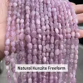 High-quality natural purple kunzite irregular chip beads for DIY jewelry making projects. - Natural Kunzite Irregular / 6-8mm (Approx 45-65 Pieces/Strand)