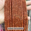 Synthetic goldstone 2x4mm cylindrical spacer beads for handmade DIY jewelry bracelets - Disc Shape / 155 Pieces/Strand / Synthetic Goldstone