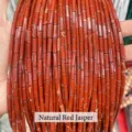 Natural red jasper 4x13mm cylindrical tube loose beads for DIY handmade jewelry accessories - Red Stone Tube Style (JDXYZ03)