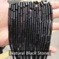 4x13mm natural black stone cylinder tube loose beads for DIY handmade jewelry making - Black Stone Tube Style (JDXYZ03)