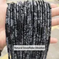 Natural black snowflake obsidian 4x13mm tube beads for DIY jewelry making accessories - Snowflake Stone Tube Style (JDXYZ03)