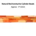 Natural red aventurine cylindrical tube beads 4x13mm variant for DIY jewelry designs - Red Aventurine Tube Style (JDXYZ03)