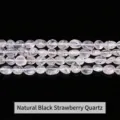 Natural black strawberry quartz irregular tumbled beads for DIY jewelry making crafts - Natural Black Strawberry Quartz Irregular / 6-8mm (Approx 45-65 Pieces/Strand)