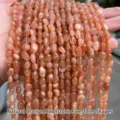Natural irregular tumbled orange moonstone crystal beads for DIY jewelry making accessories - Natural Orange Moonstone / 6-8mm (Approx 45-65 Pieces/Strand)