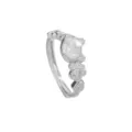 Elegant silver ring featuring a sparkling cat-shaped stone and cute paw print designs - Adjustable Open / White Zirconia Cat Ring