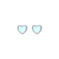 Elegant iridescent moonstone heart-shaped stud earrings in a silver minimalist design - Heart Style (SE1776) / Silver